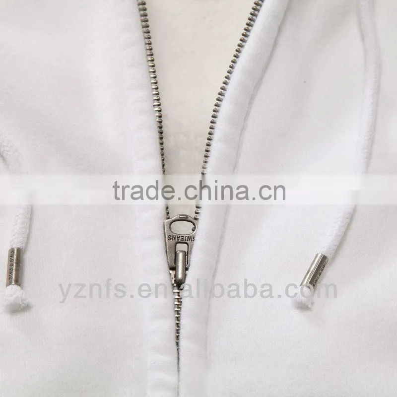 Men Fashion Plain White Zip Up Hoodies