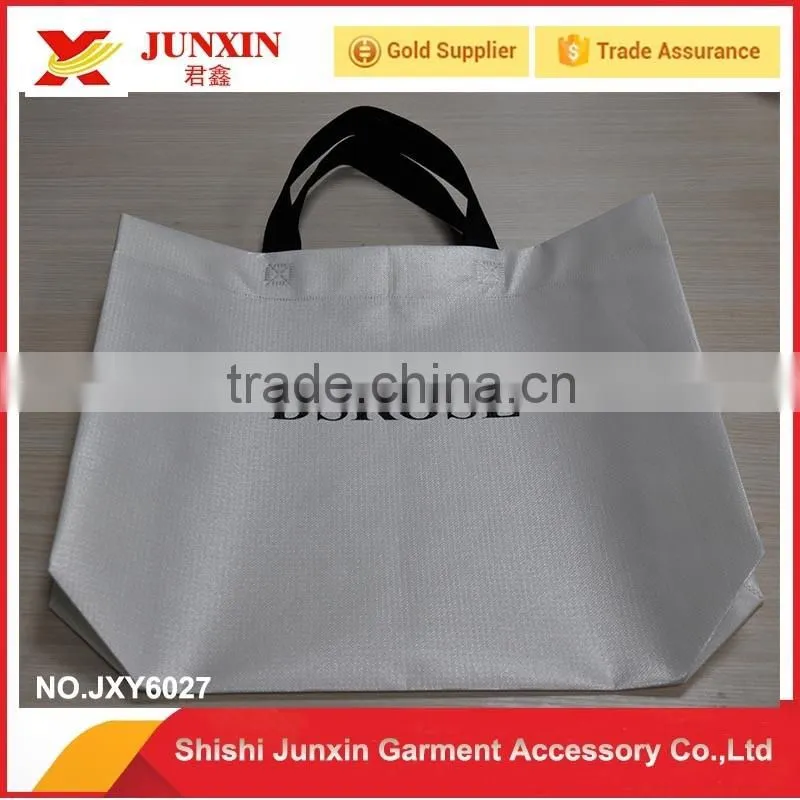 custom white non-woven and fabric handle shopping bag