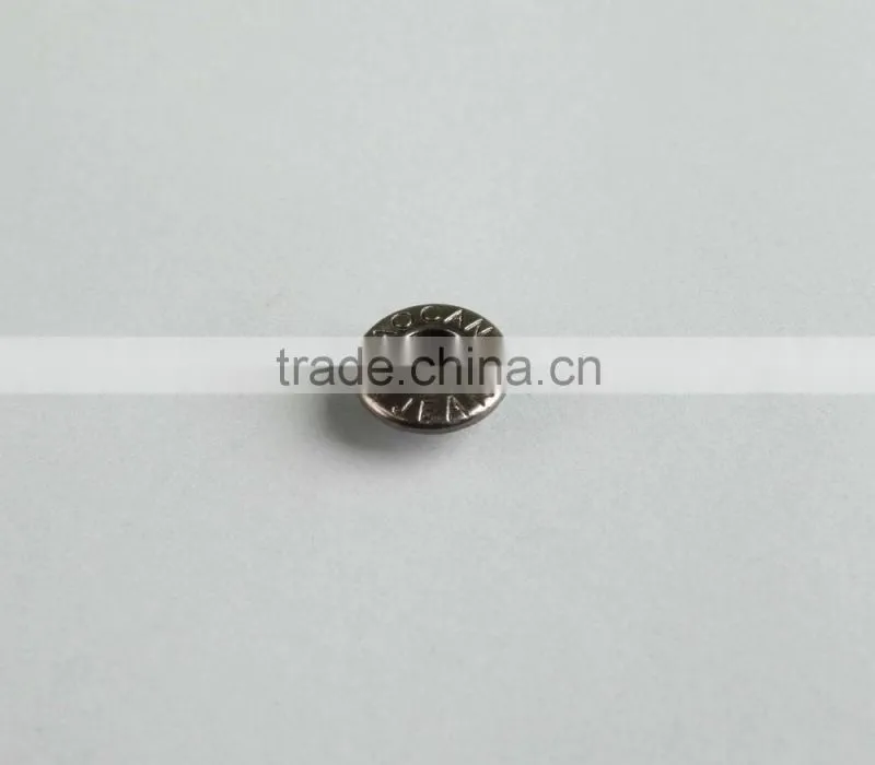 Embossed Alphabet Logo Nickle Free Gun Black Metal Trousers Pants Denims Coats Buttons