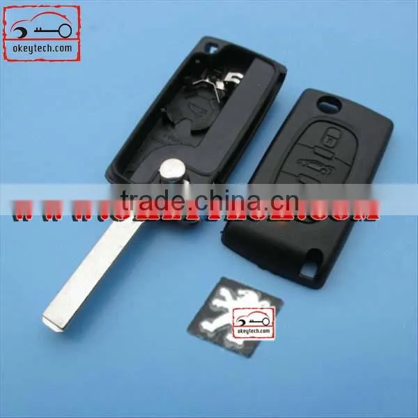OkeyTech Peugeot 307 3 buttons remote key shell trunk button with battery clamp without groove blade for key cover peugeot 307