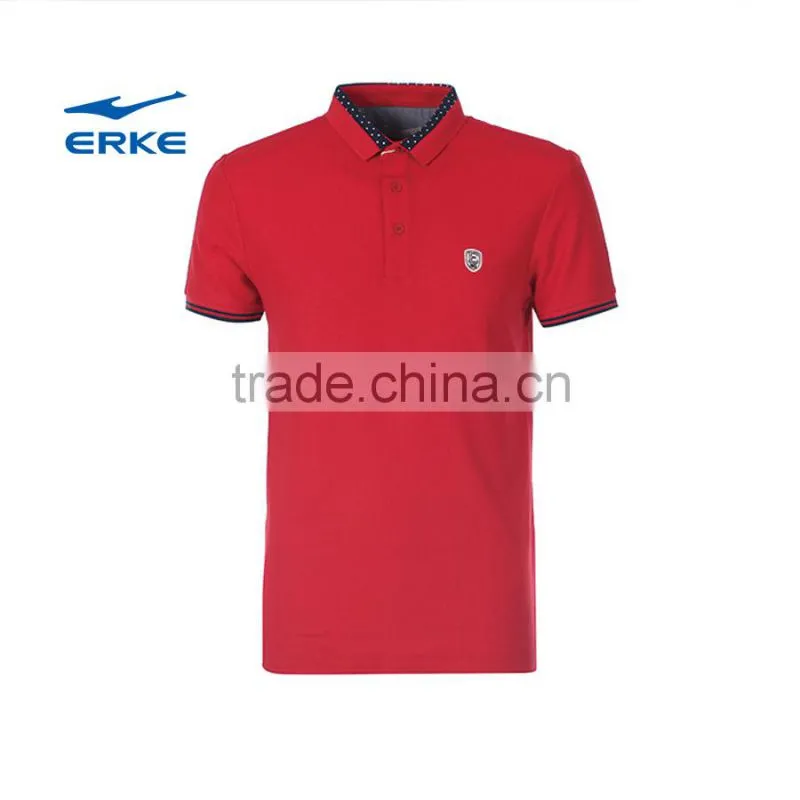 ERKE simple style mens summer leisure mirco collar short sleeve t shirt office cheap wholesale polo