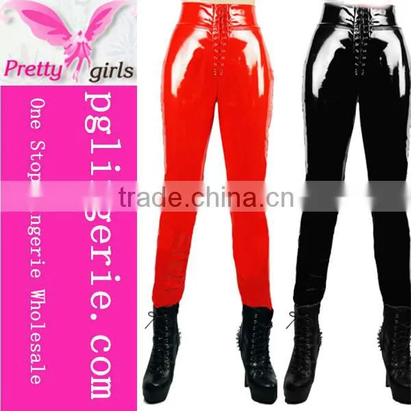 Newest fashion style pvc woman cheap silver leggings wholesale