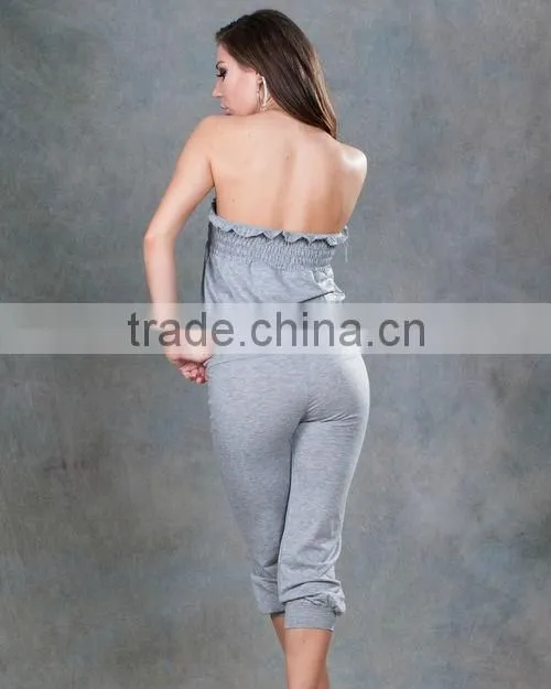2014 New fashion ohyeah brand 4 colors stock available off-shoulder one piece jumpsuit