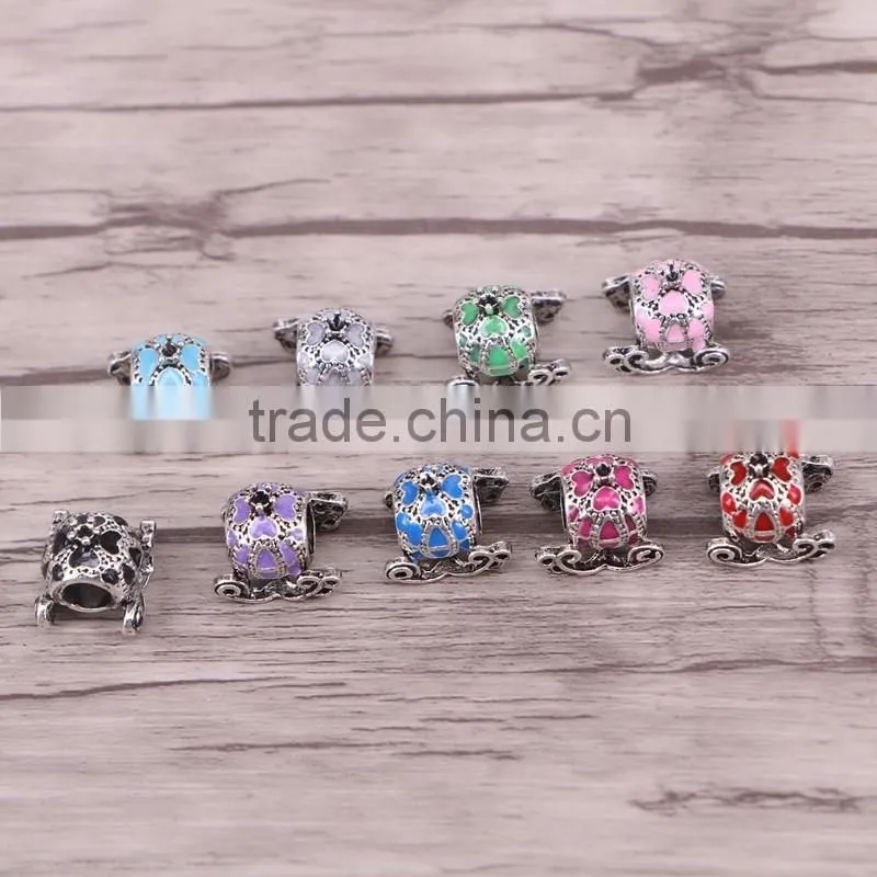 Mini Cute Style Enamel Pumpkin Cars Charm Beads,New Big Hole Silver Plated Beads Fits Charm Bracelet for Women