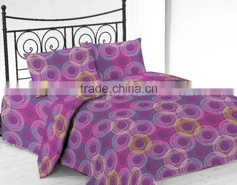 Microfiber Printed Bed Sheet Set Circle Design Custom