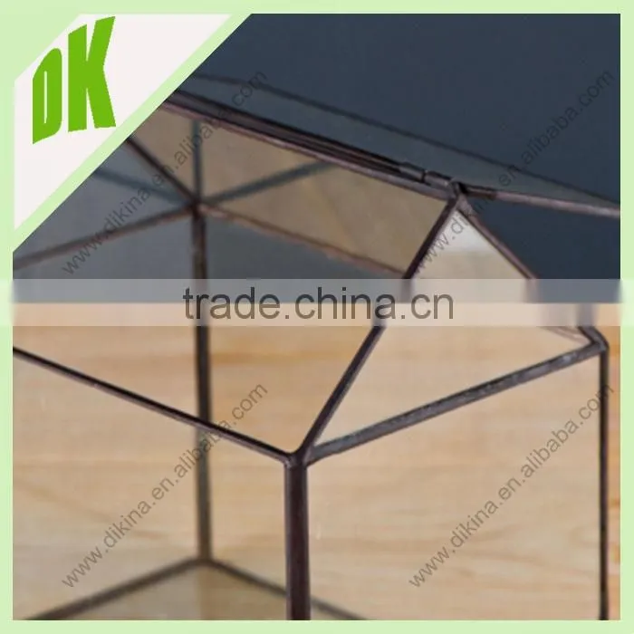 //Put inside you treasures or use it for your plants//China Geometric Mini House Glass Cube Terrarium