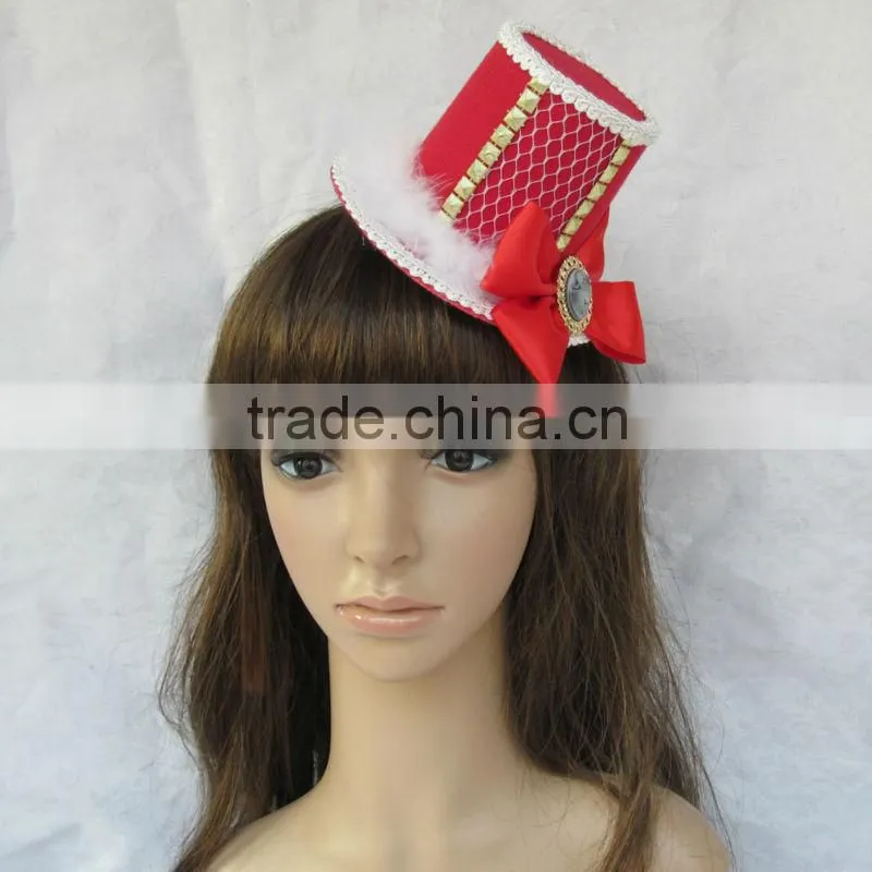 MYLOVE Black red colors bow felt hat with 2 clips wholesale MLGM013