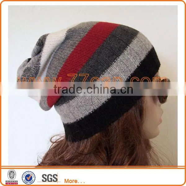 Fall and winter blue chunky wool knit slouchy hat