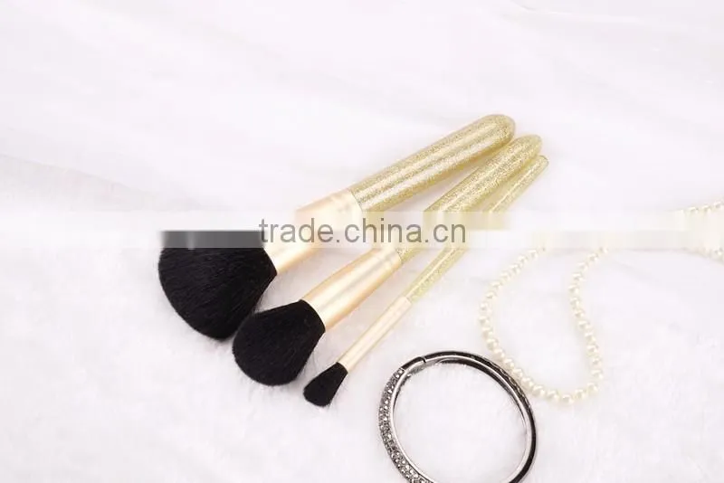 3pcs kabuki glitter makeup brush set,synthetic makeup brush set professional