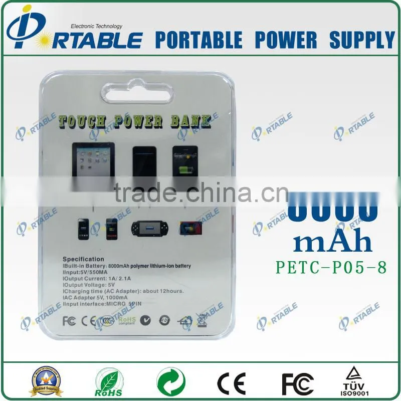 colorful portable power bank with led light 8000mAh Power Bank Oem