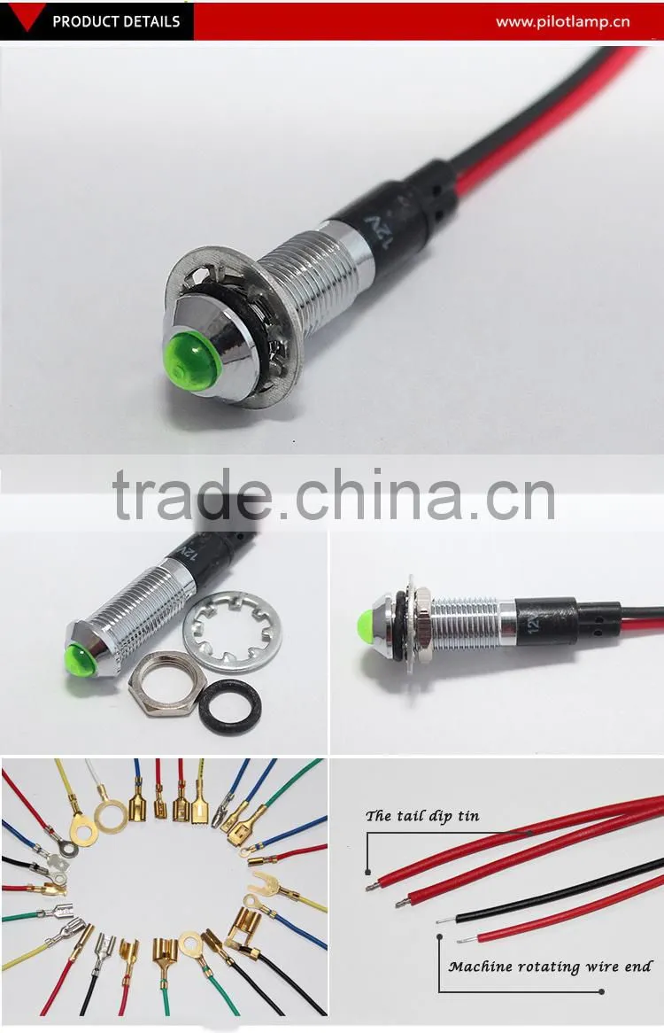Patent Design waterproof LED 8mm diamater red green double color led signal pilot indicator light