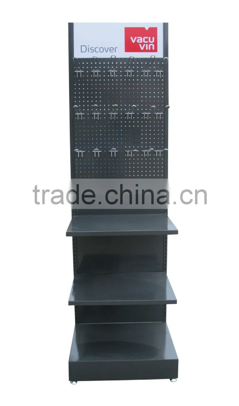 supermarket metal 3 layers car accessories product display rack with shelves