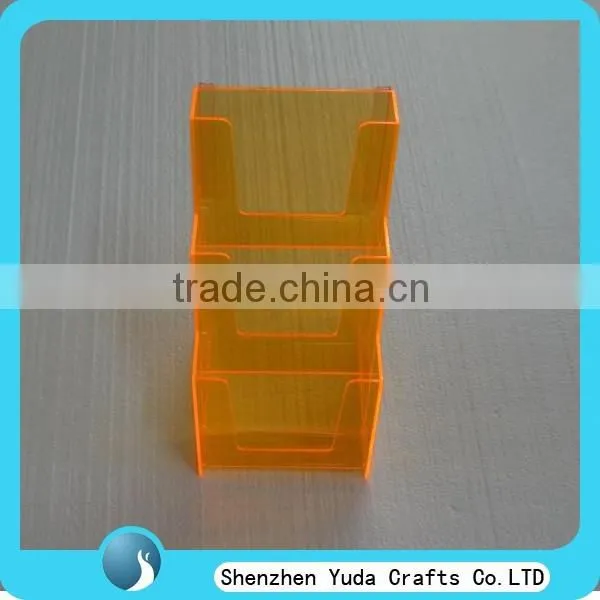 3 tiers homemade wholesale plexiglass acrylic brochure display, flyer stand for leaflet displaying