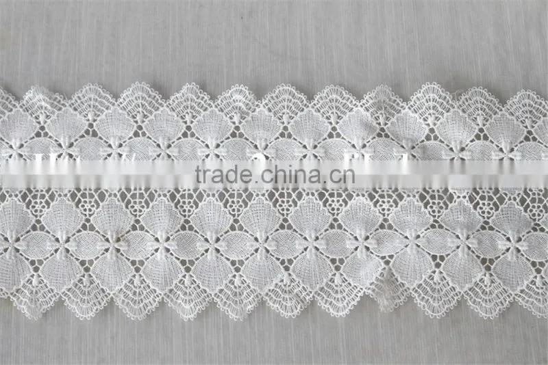 good looking 13cm white polyester embroidery french lace