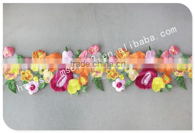 Newest design beautiful flower embroidery organza lace with organza