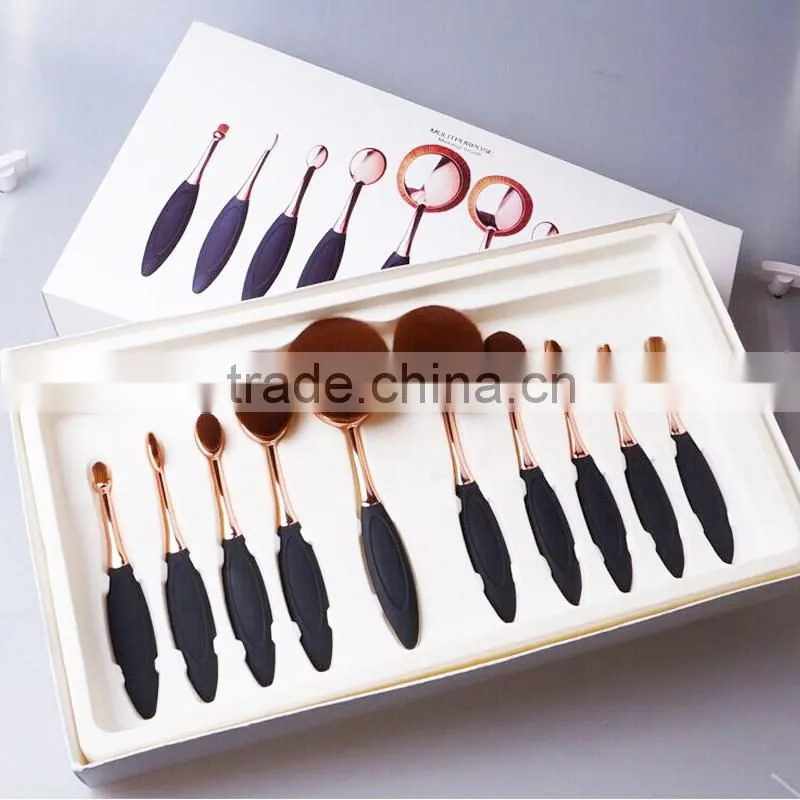 toothbrush makeup 4pieces multi-purpose rose gold oval make up brushes set
