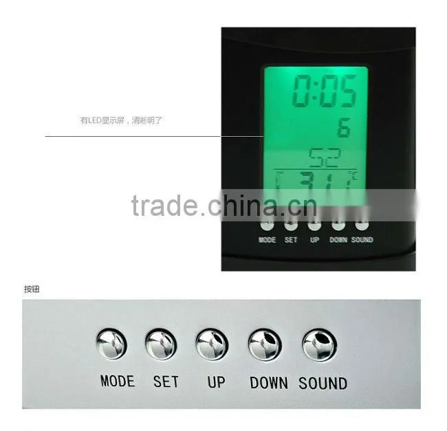 Mini Aquarium Fish Tank Penholder With Desktop LED Clock