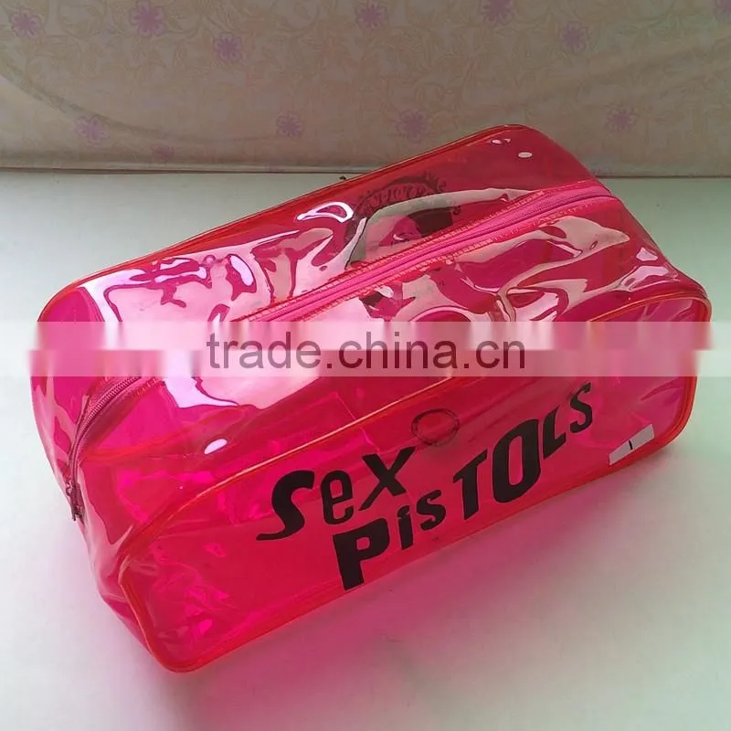 wholesale fuschia printed pvc pouch with zipper