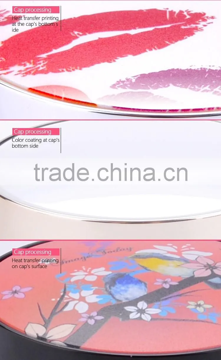 Fashionable Shiny Gold jar for air cushion BB CC new makeup round airless powder jar
