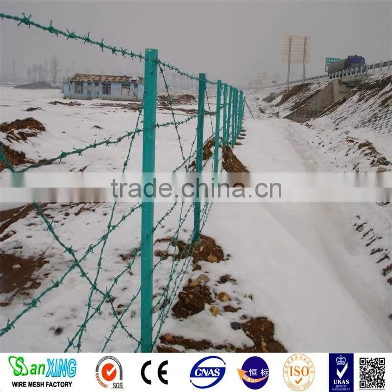 BWG12-16 green pvc coated barbed wire coils
