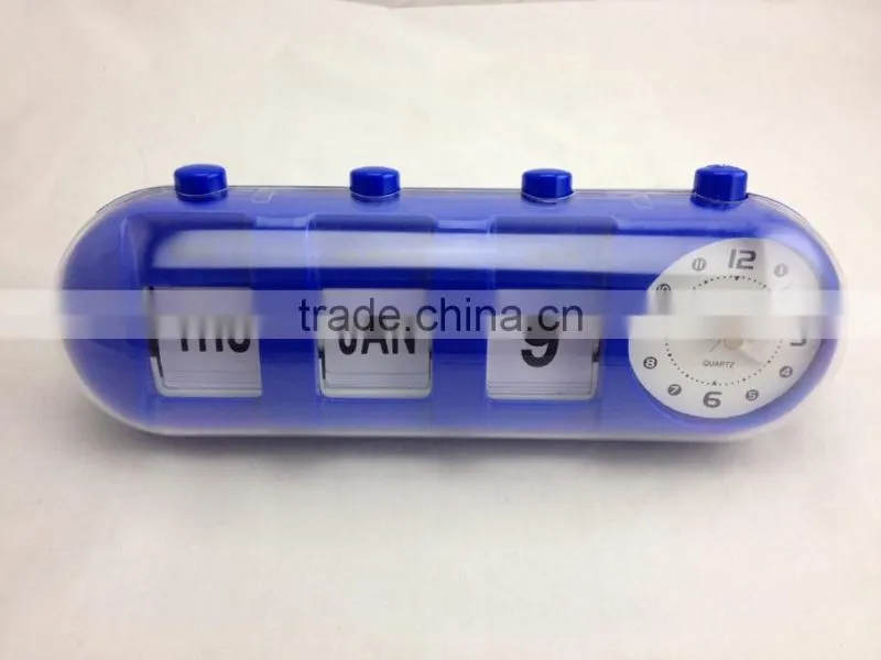 Flip-Date Retro Alarm Clock With Calendar/date table clock/table alarm clock