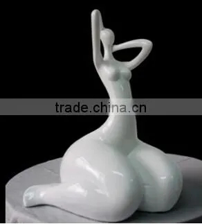 Black Resin Abstract Modern Yoga Lady Sculpture