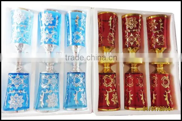 African Style Golden Silver Colorful Glass Cup