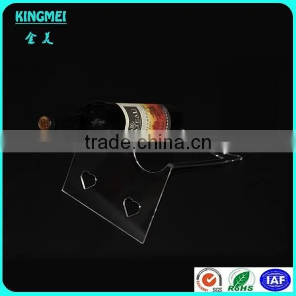 Custom hot bending single wine bottle display holder on desk for stores