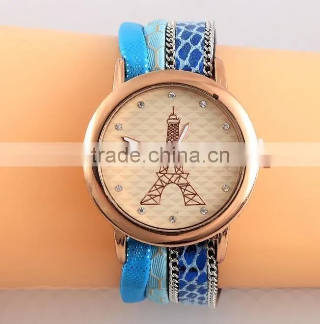 2017 round big dial Eiffel tower watches with diamonds women decoration watch
