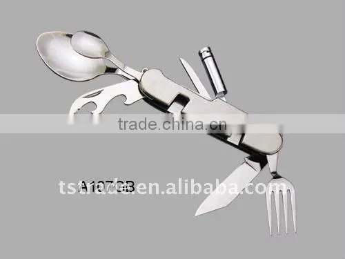 2014 Picnic pocket stainless steel multi outdoor barbecue tool set tableware( K526B)