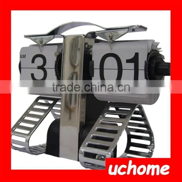 UCHOME Robot Shaped Metal Digital Auto Flip Page Clock Desktop Decorative Clock