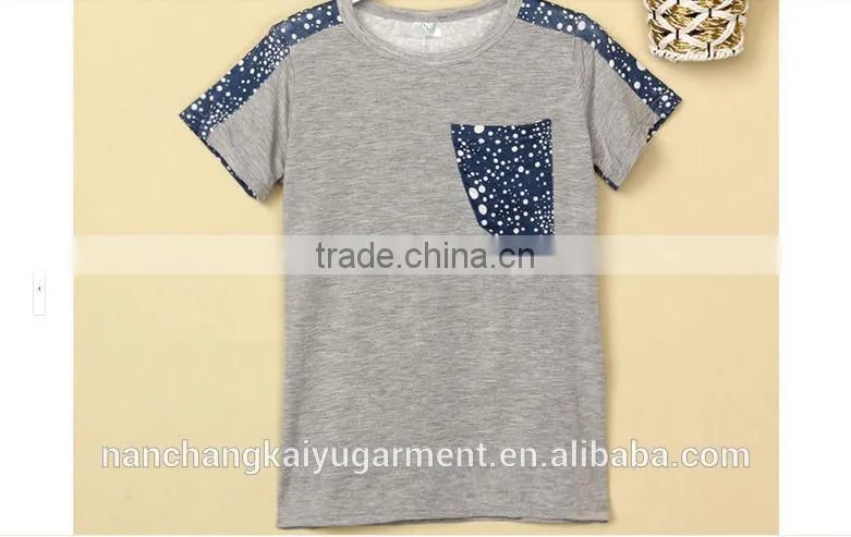 Custom blank cotton T shirt for boy kids with pocket