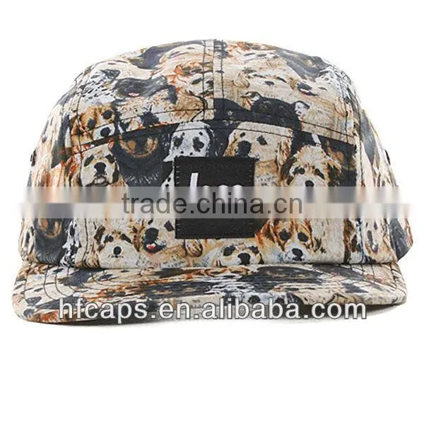 floral fabric with doggie custom adjustable blank 5 panel cap