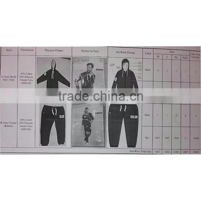 Men's Branded Fleece Track Trouser & Hoody (Garment Stock lots / Apparel Stock / stock lots / Garment Apparel from Bangladesh)