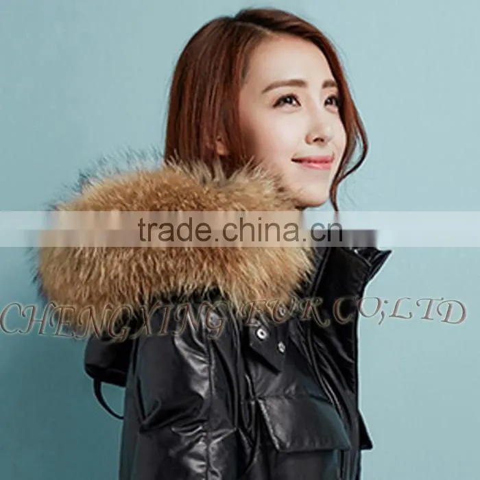 CX-A-01D Colorful Super Quality Big Real Raccoon Fur Trim For Hood