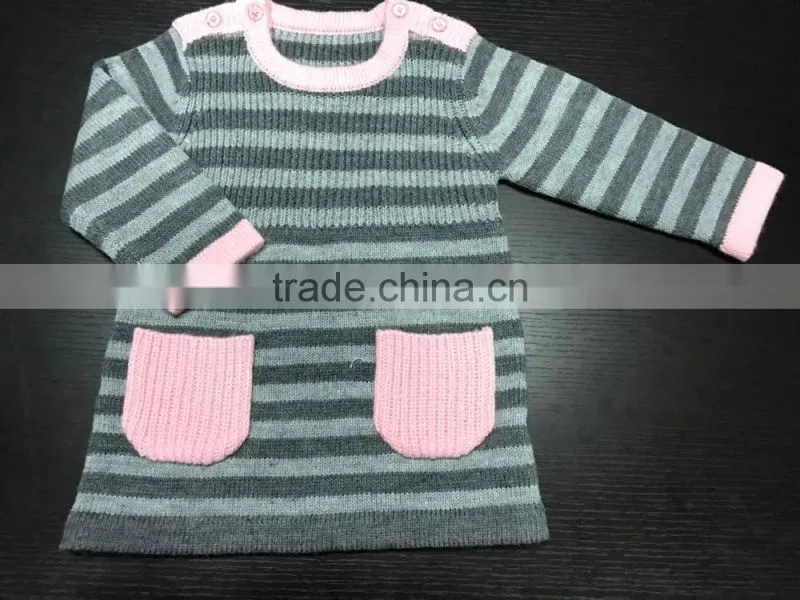 High Quality Wholesale Kids Girls Knitted Sweater Pullover Long dress Girls Sweater With 2 Colour(KBN29)