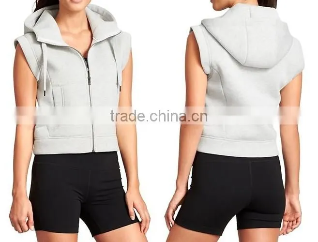 cheap price gray bomber vest manufacturer wholesale plain sleeveless hoodie for woman