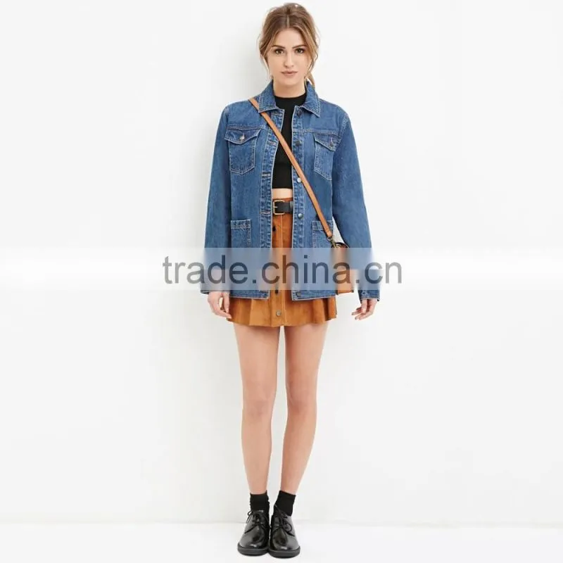 new hot sale plus size women plain denim jacket