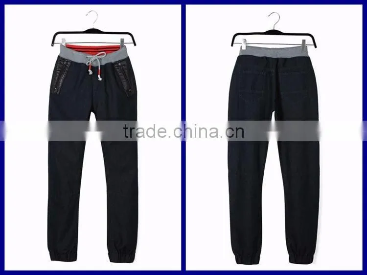 Guangzhou garments factory new style dark blue 11 years old jeans trousers for children