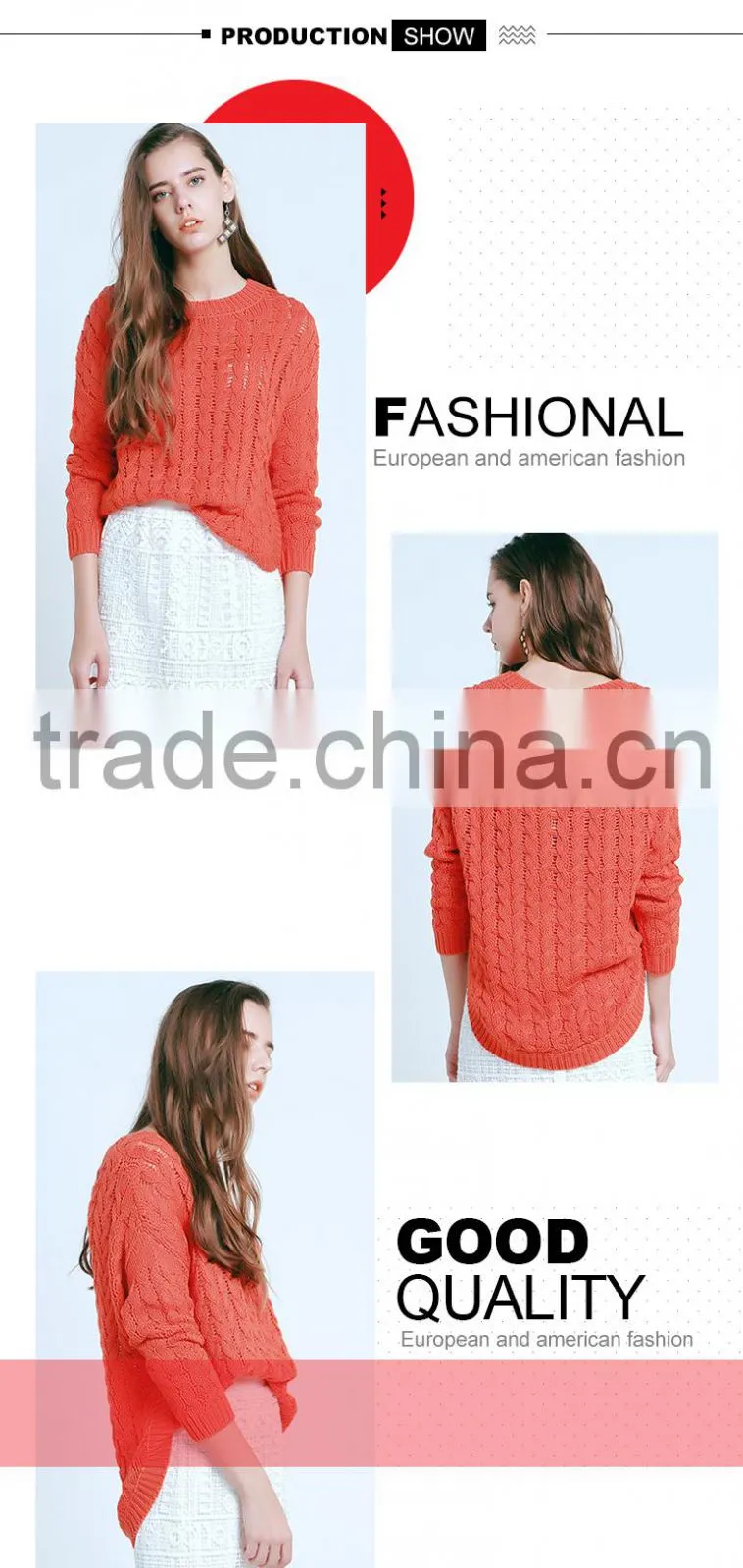 Branded Ladies see-through loose pullover free crochet sweater pattern with custom wholesale