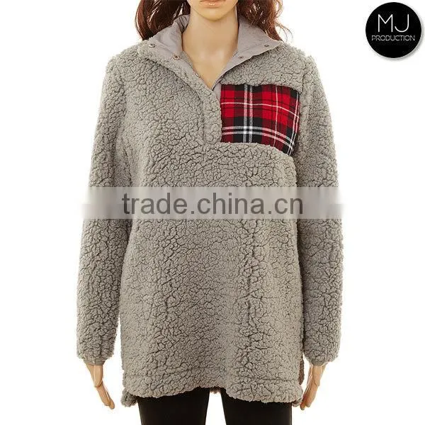 wholesale quarter zip jacket oversized sherpa fleece pullover
