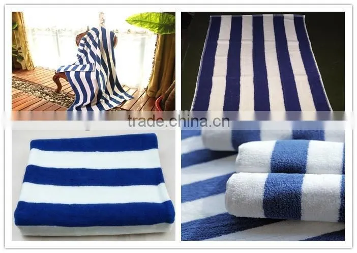 Hot sale 100% cotton wholesale stripe hotel pool large beach towel custom