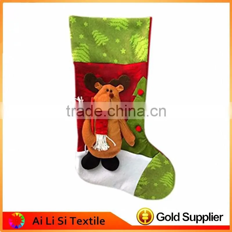 Christmas Fabric Sock Gifts Bags Tree Decoration Deer , Santa, Snowman Pattern Christmas Stockings