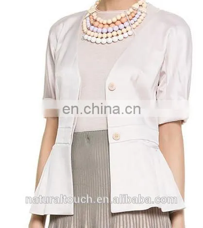 2015 women Classy V-Neck grace ruffles buttom jacket NT10