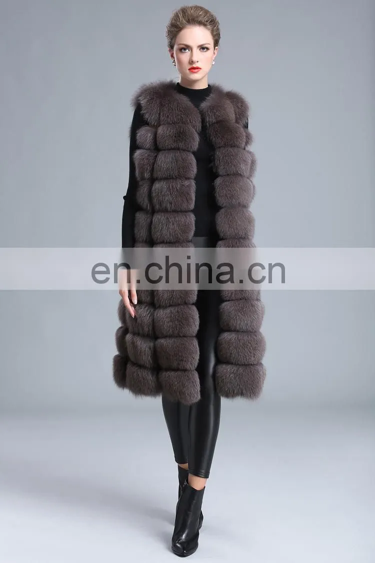 2016 Fashion Genuine Real Fox Fur Vest Women's Long Fox Fur Vests