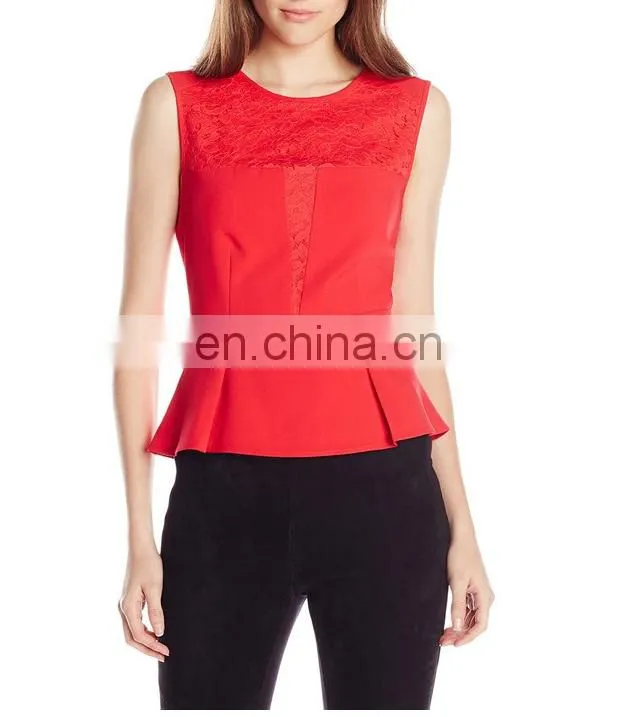 Hot sale new fashion front lace women top sleeveless