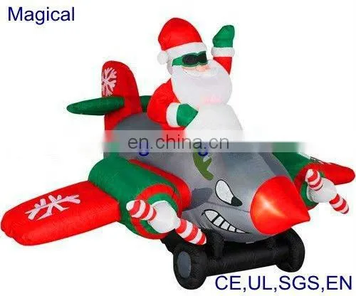 christmas use inflatable Santa Claus on plane with gifts