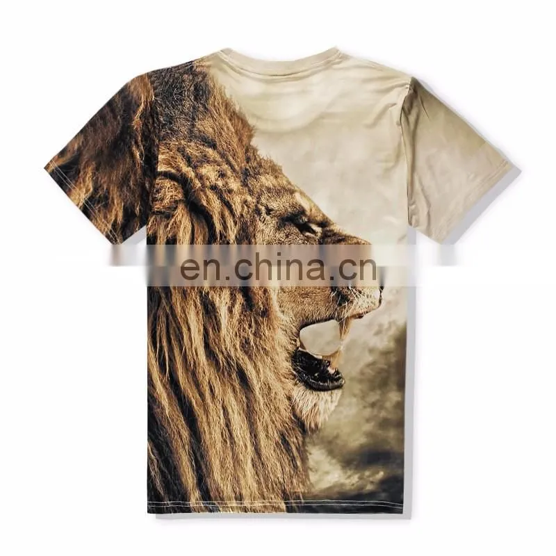 US fashion lion pitcure print high end mens 3D T shirt