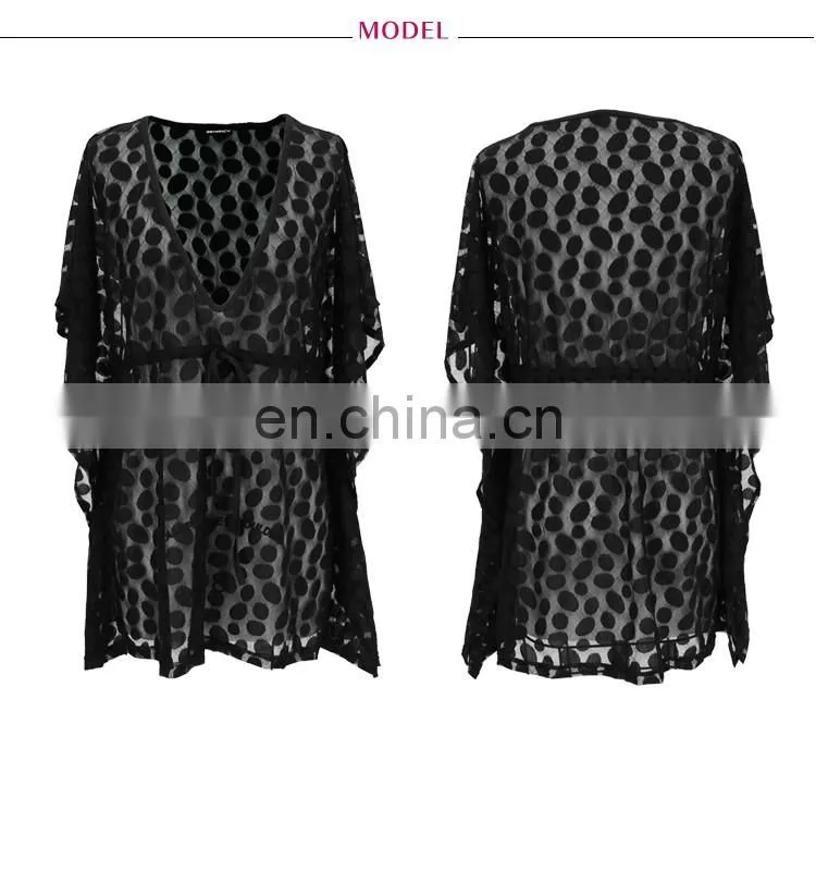 Sexy Lady Poco Dot Mesh Deep V-neck Poncho 2017