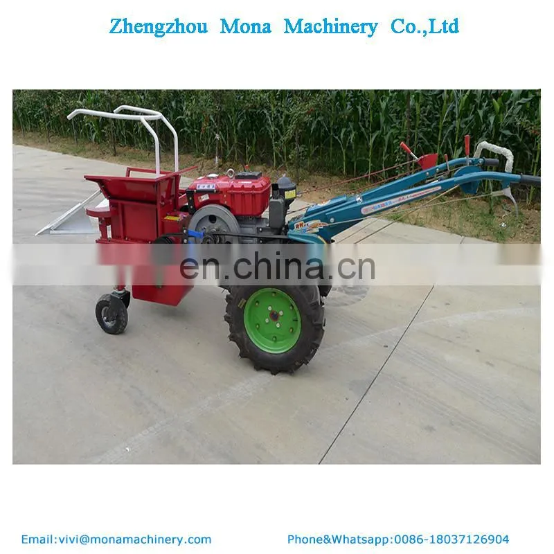 Small hand push single row corn harvester matched with 12Hp tractor
